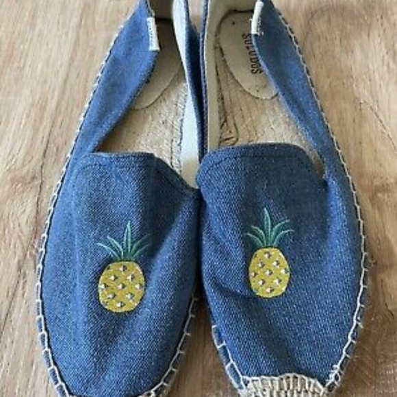 🍍 Soludos chambray espadrilles pineapple embroidery size 7 🍍 - Picture 3 of 6
